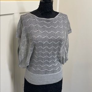 Bebe silver metallic sheer crochet top
